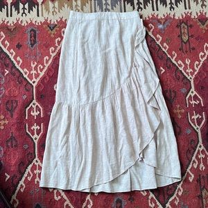 Madewell Ruffle Wrap linen blend midi skirt